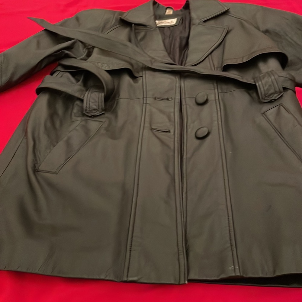 Worthington, women’s genuine leather coat with belt and pockets (Mlb) - Picture 16 of 16